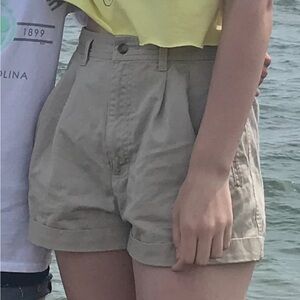 Vintage Khaki High-Waisted Mom Hiker Shorts